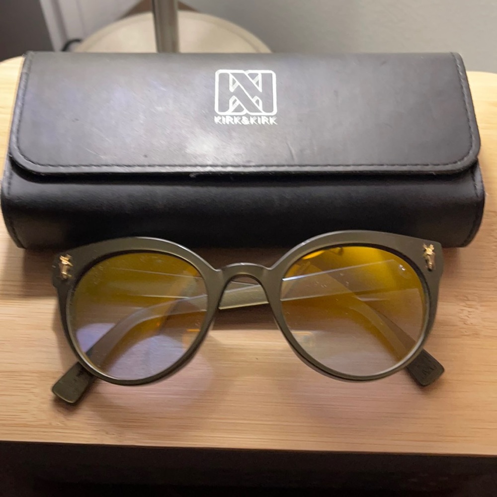 Kirk & Kirk fashion glasses light blue // gold flash lenses for women